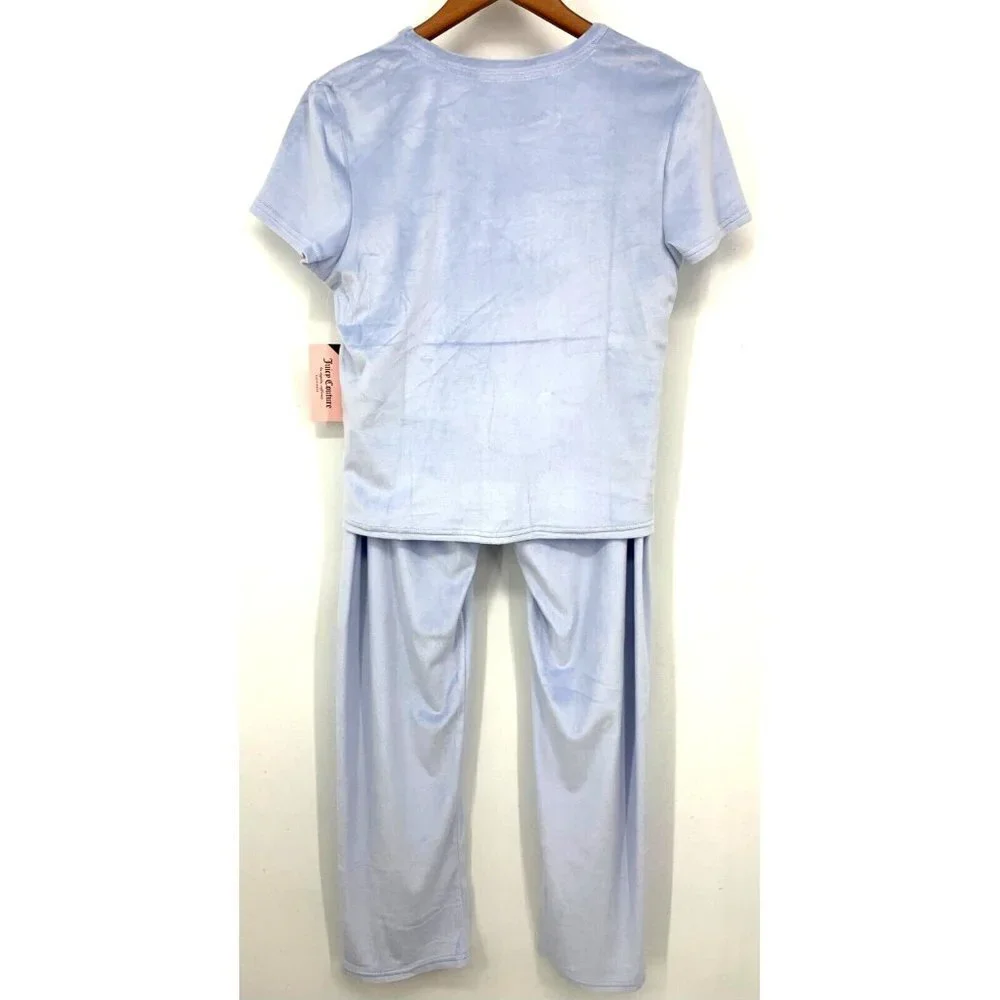 Juicy Sleep Set Women Size Large L Velour Short Sleeve Winter Frost JC9483U New - Picture 3 of 11